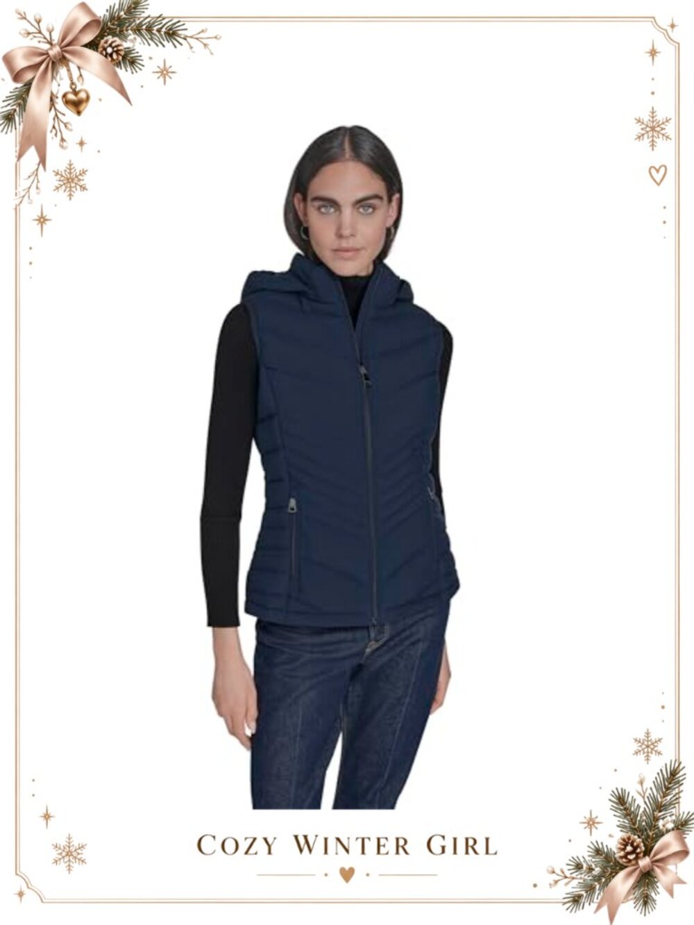 Calvin Klein Lightweight Quilted Puffer Vest Hooded Zip Pockets